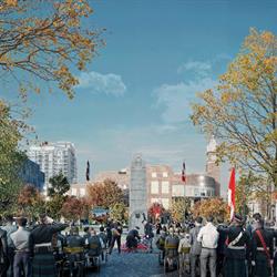 Pedestrian Level view of Ken Whillans Square